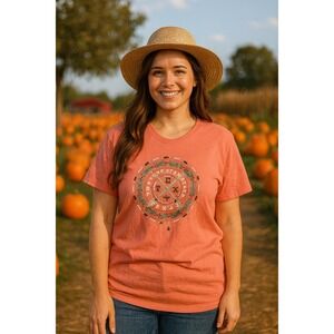 Texas Lone Star State Graphic Tee Women Large Coral Excellent Gildan